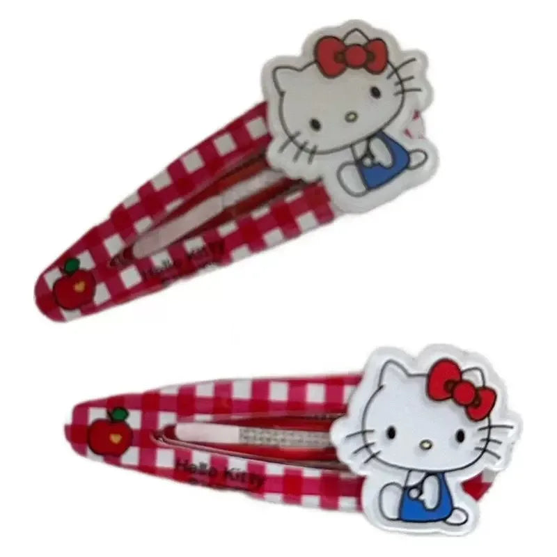 Lot de 4 barrettes adorables style japonais – Pinces à cheveux Kitty mignonnes type Sanrio, parfaites pour maintenir les mèches et les franges.
