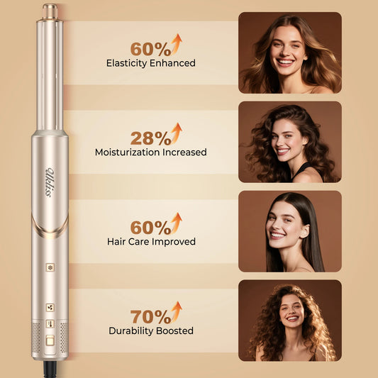 Sèche-cheveux 8-en-1 : coffret complet styler professionnel avec moteur brushless 110000 rpm et accessoires peigne.