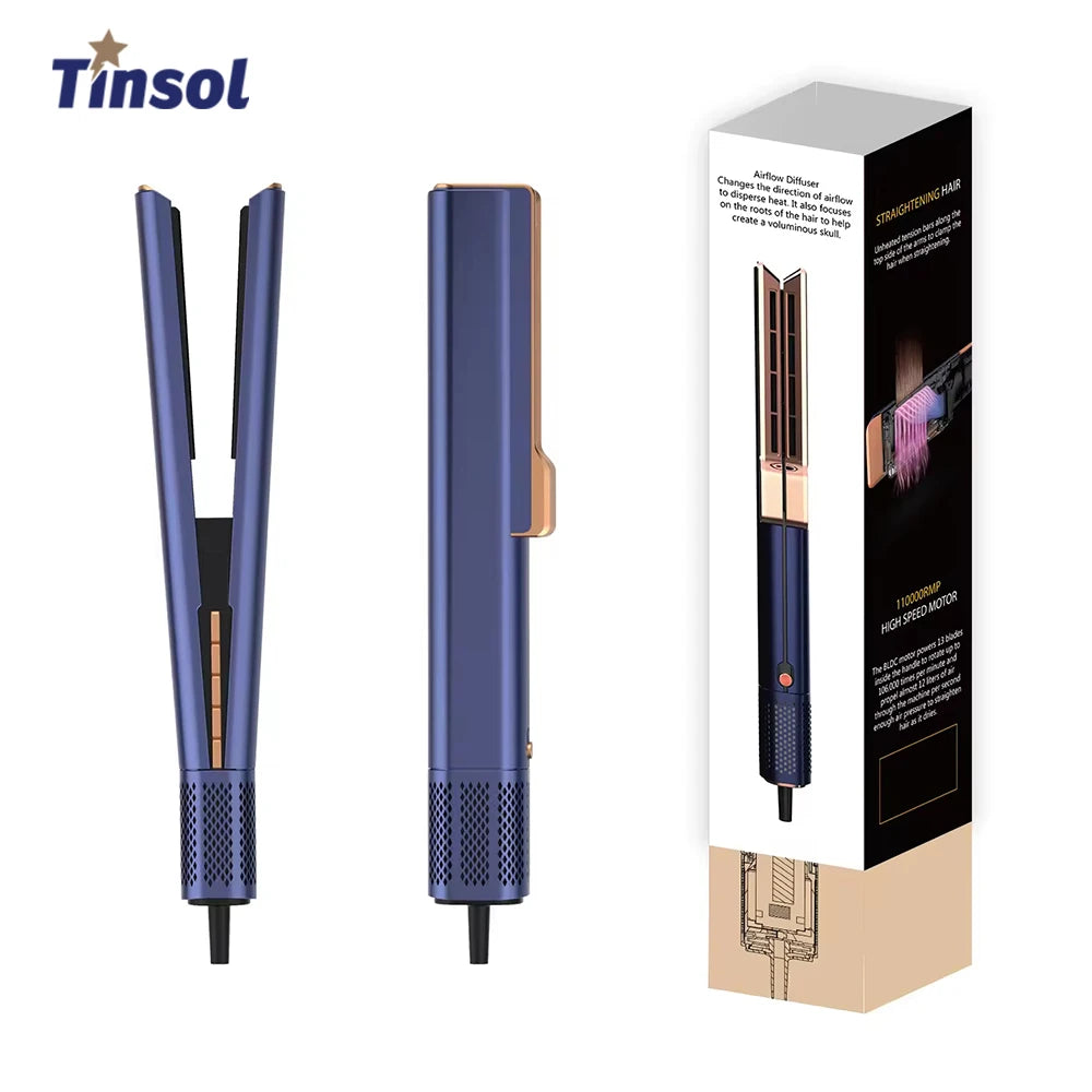 Lisseur 2 en 1 et multi styler avec sèche-cheveux 110000 rpm, brosse électrique lissante à flux d’air intuitif.