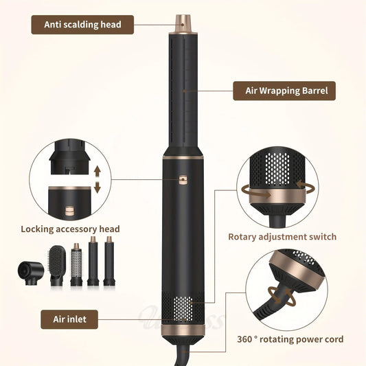 Hair Dryer Brush 5 in 1 Blow Dryer Brush Negative Ionic Hot Air Brush Electric Hair Dryer with Comb for Fast Drying Curling