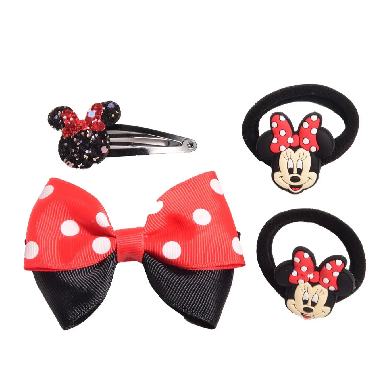 Set de 4 accessoires cheveux colorés style cartoon – Tendances mode, idéal pour la rentrée et les fêtes.