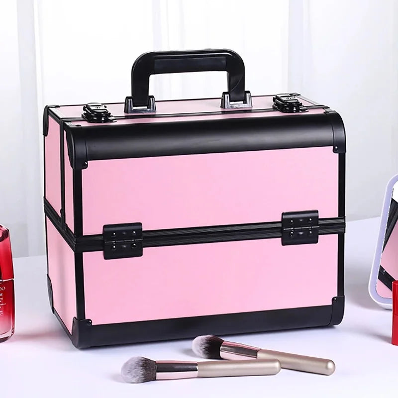 Malette de maquillage en alliage d’aluminium, idéale pour ranger les outils de pédicure. Boîte cosmétique portable avec poignée, parfaite pour organiser et transporter votre maquillage.