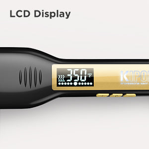 Lisseur professionnel en titane KIPOZI avec écran LCD digital, double voltage et chauffage instantané — idéal pour lisser ou boucler les cheveux. 💇‍♀️✨