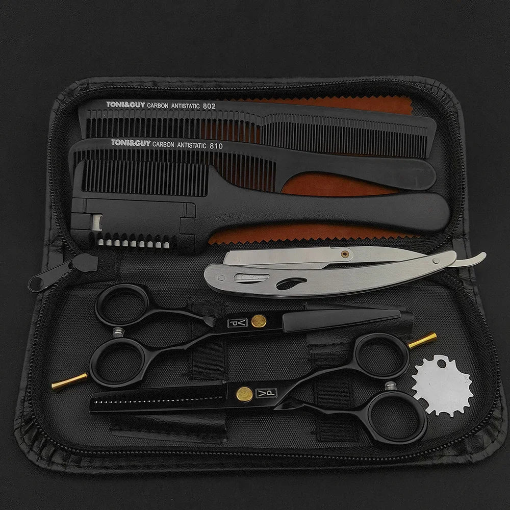 ✂️ Ensemble de ciseaux de coiffure professionnels 5,5" en acier inoxydable 440C — ciseaux de coupe et de désépaississement pour salon de coiffure