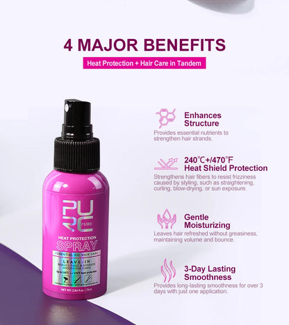 PURC Heat Protection Spray Smoothing Anti Frizz Dry Hair Scalp Treatment Hair Care Products for Women