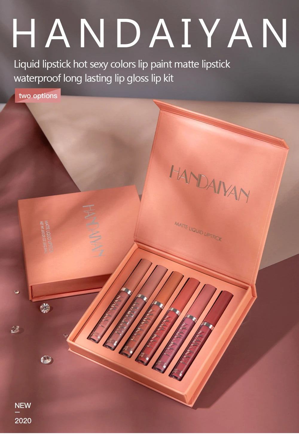 💄 Coffret HANDAIYAN – 6 Rouges à Lèvres Mat Longue Tenue 💋
Couleur intense, anti-transfert et résistante toute la journée ✨
