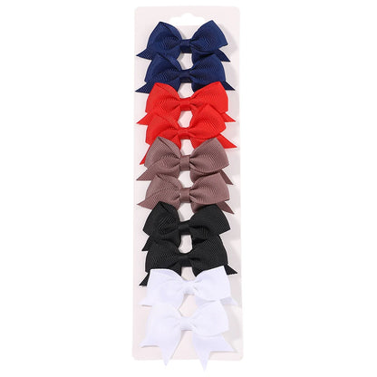 Lot de 10 pinces à cheveux nœuds unis pour filles – pinces faites à la main en ruban, accessoires de coiffure parfaits pour bébé et fêtes de Nouvel An.