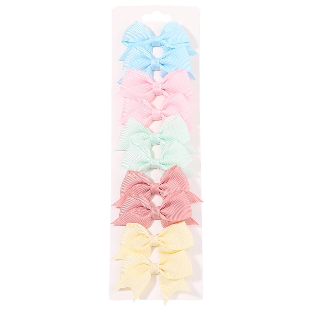 Lot de 10 pinces à cheveux nœuds unis pour filles – pinces faites à la main en ruban, accessoires de coiffure parfaits pour bébé et fêtes de Nouvel An.