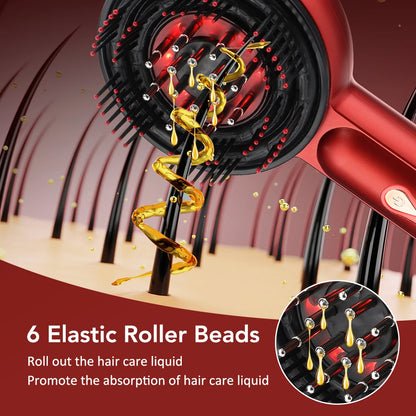 Brosse Électrique de Repousse Capillaire avec Lumière Infrarouge – Appareil de Massage du Cuir Chevelu par Acupression, Anti-Chute de Cheveux et Peigne Massant Stimulateur