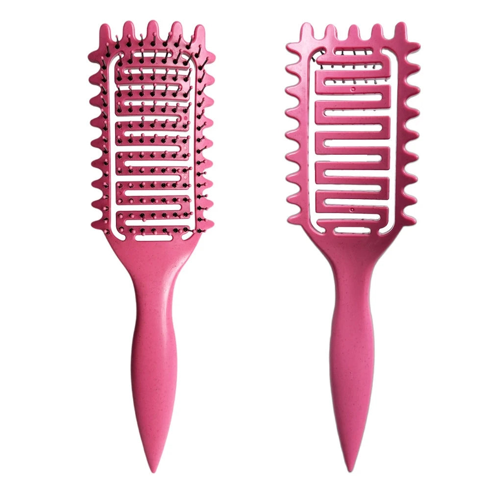 Brosse coiffante spéciale boucles – Brosse creuse à poils de sanglier pour démêler, définir et structurer les boucles. Peigne idéal pour cheveux emmêlés et outils de mise en forme des boucles.