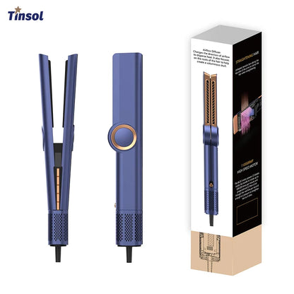 Lisseur 2 en 1 et multi styler avec sèche-cheveux 110000 rpm, brosse électrique lissante à flux d’air intuitif.