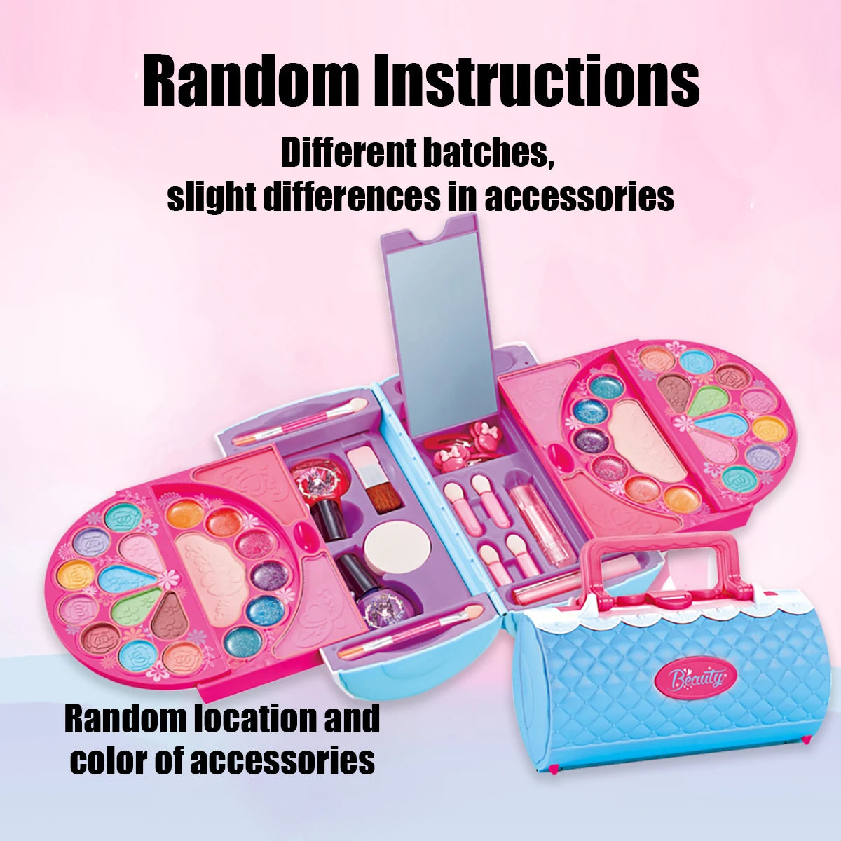 Kit de maquillage pour enfants – Petite trousse beauté avec accessoires lavables, jeu d’imitation non toxique et sûr, idéal comme cadeau d’anniversaire pour petite fille.