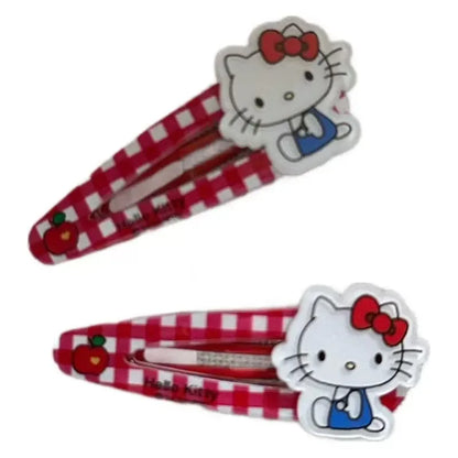 Lot de 4 barrettes adorables style japonais – Pinces à cheveux Kitty mignonnes type Sanrio, parfaites pour maintenir les mèches et les franges.
