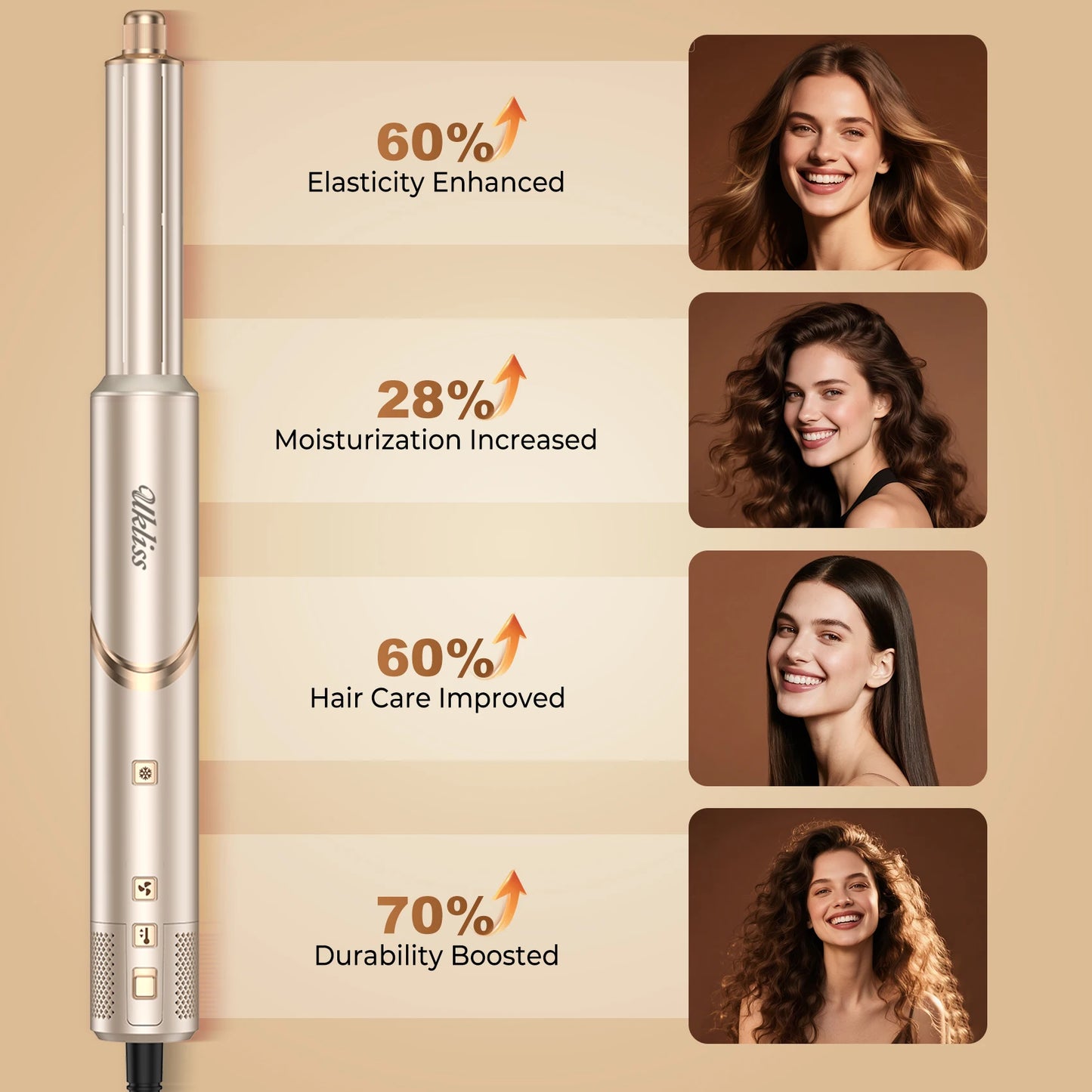 Sèche-cheveux 8-en-1 : coffret complet styler professionnel avec moteur brushless 110000 rpm et accessoires peigne.