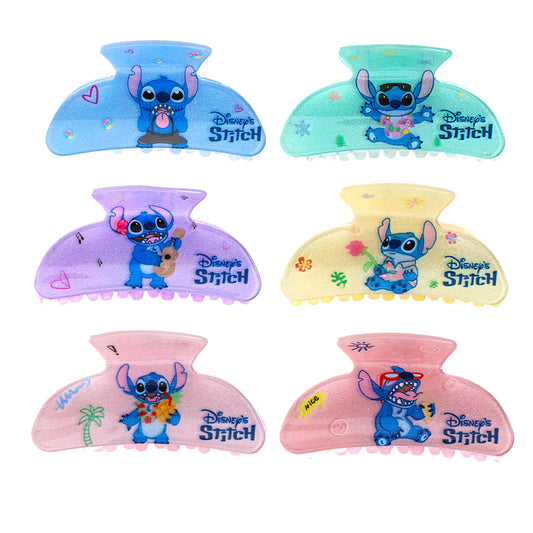 1PC/6PCS Pince à cheveux acrylique Disney Stitch pour fille, barrette cousue en forme de requin, accessoire de cheveux Stitch.