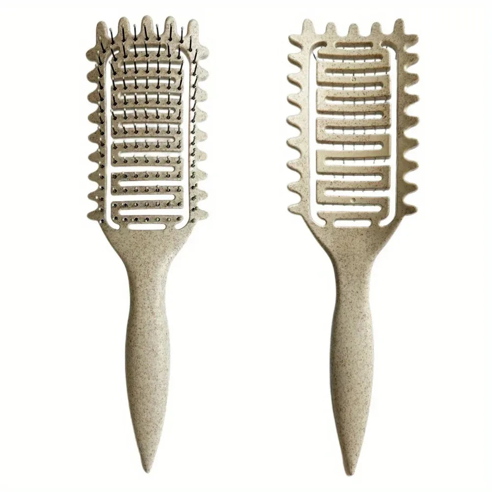 Brosse coiffante spéciale boucles – Brosse creuse à poils de sanglier pour démêler, définir et structurer les boucles. Peigne idéal pour cheveux emmêlés et outils de mise en forme des boucles.