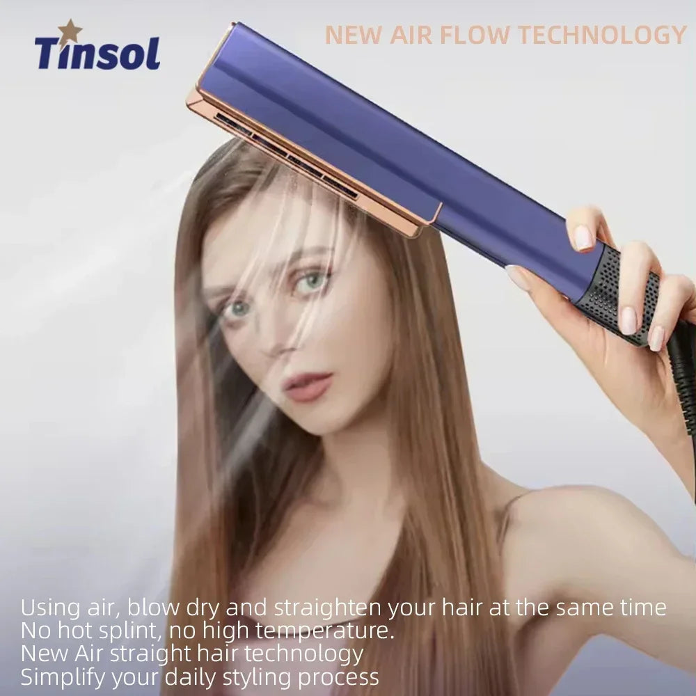 Lisseur 2 en 1 et multi styler avec sèche-cheveux 110000 rpm, brosse électrique lissante à flux d’air intuitif.