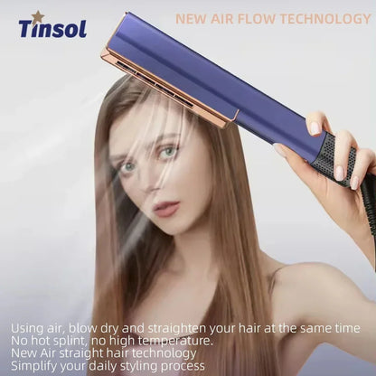 Lisseur 2 en 1 et multi styler avec sèche-cheveux 110000 rpm, brosse électrique lissante à flux d’air intuitif.