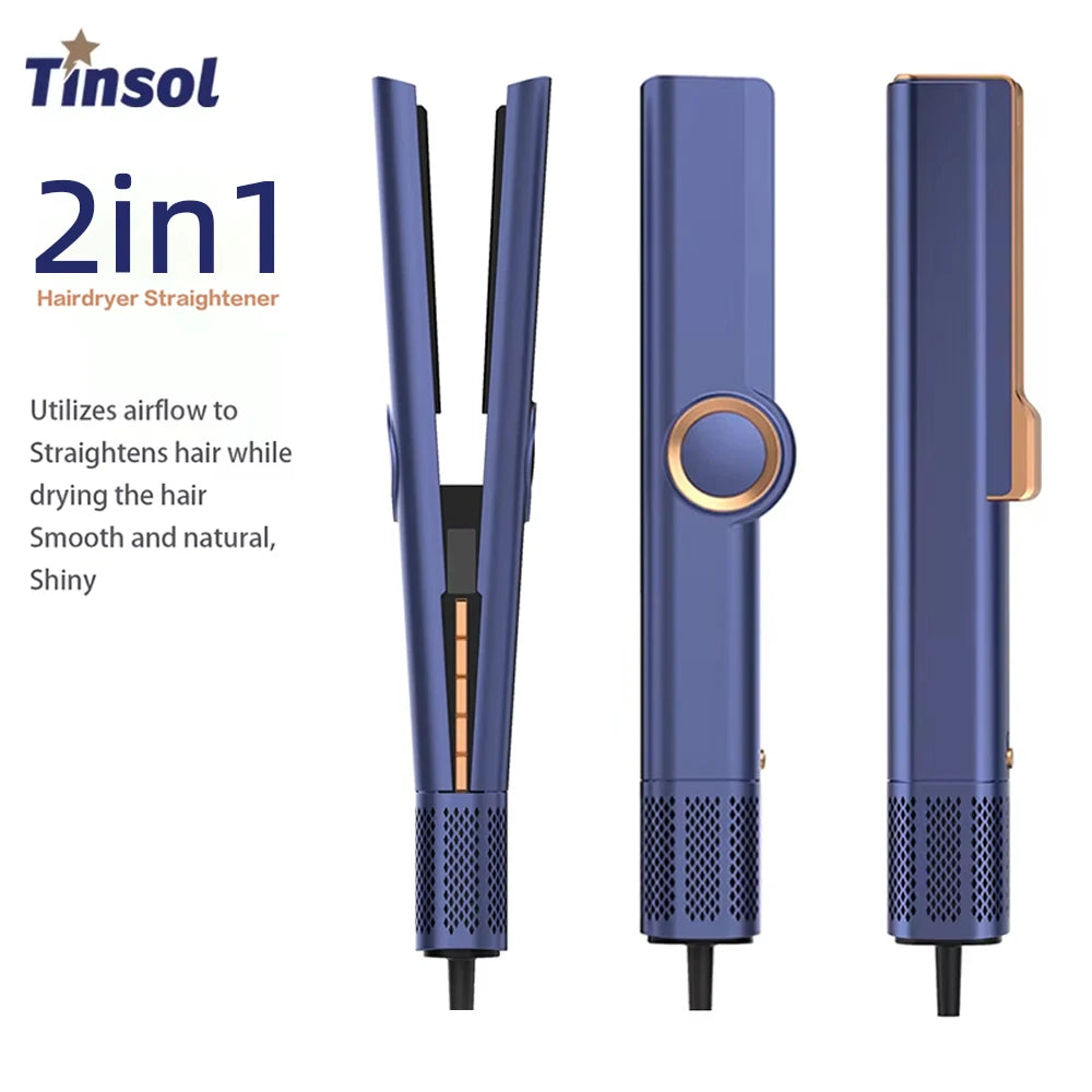 Lisseur 2 en 1 et multi styler avec sèche-cheveux 110000 rpm, brosse électrique lissante à flux d’air intuitif.