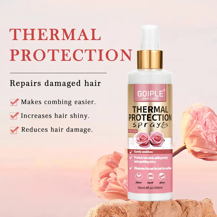 Spray Thermoprotecteur & Crème Coiffante — Protection Chaleur et UV, Soin Styling pour Cheveux Lisses et Bouclés