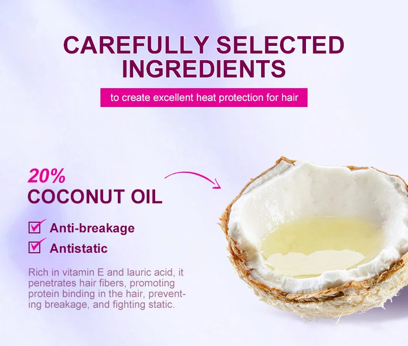 PURC Heat Protection Spray Smoothing Anti Frizz Dry Hair Scalp Treatment Hair Care Products for Women