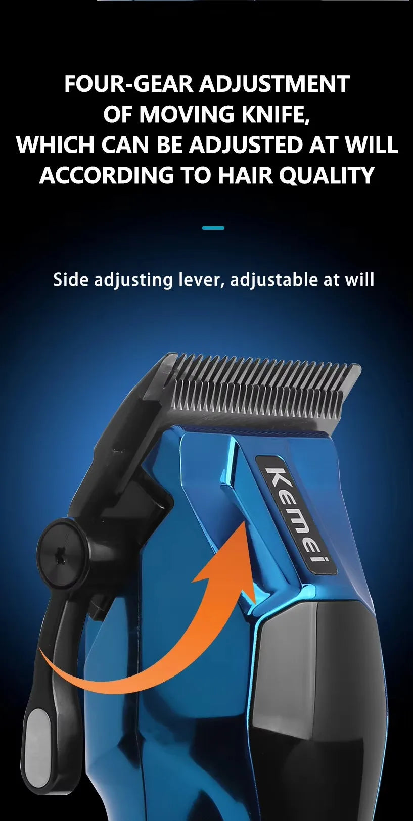 Tondeuse Kemei Professionnelle – Tondeuse rechargeable pour cheveux et barbe 0 mm, sans fil, modèle KM-8559