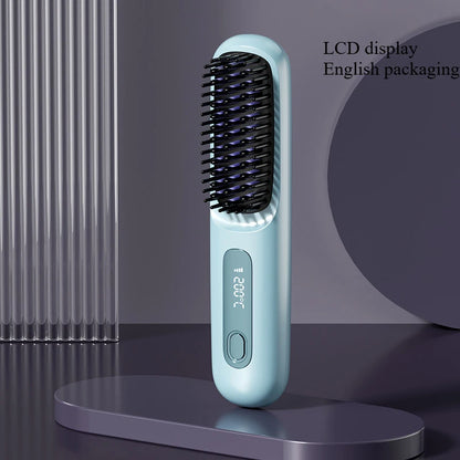 👉 brosse lissant électrique LCD USB, chauffant en céramique, sans fil et portable 💇‍♀️✨. Équipé d’ions négatifs, il offre un coiffage doux et brillant. Rechargeable, il se transforme en brosse lissante pratique et efficace où que vous soyez 🔋🌟.