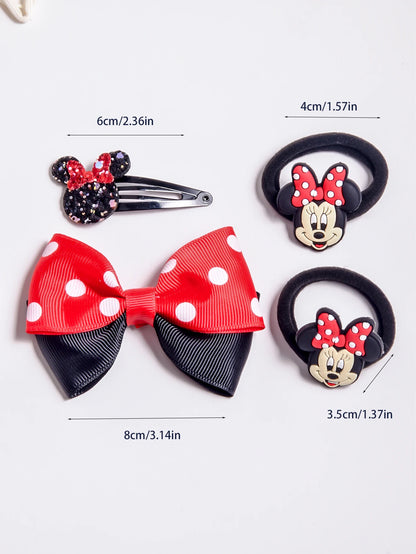 Set de 4 accessoires cheveux colorés style cartoon – Tendances mode, idéal pour la rentrée et les fêtes.