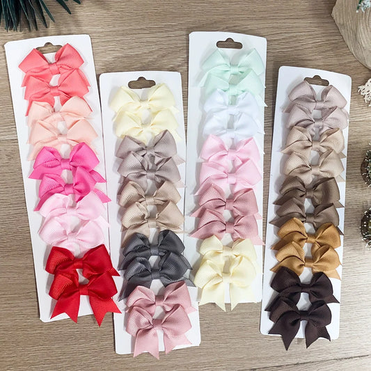 Lot de 10 pinces à cheveux nœuds unis pour filles – pinces faites à la main en ruban, accessoires de coiffure parfaits pour bébé et fêtes de Nouvel An.
