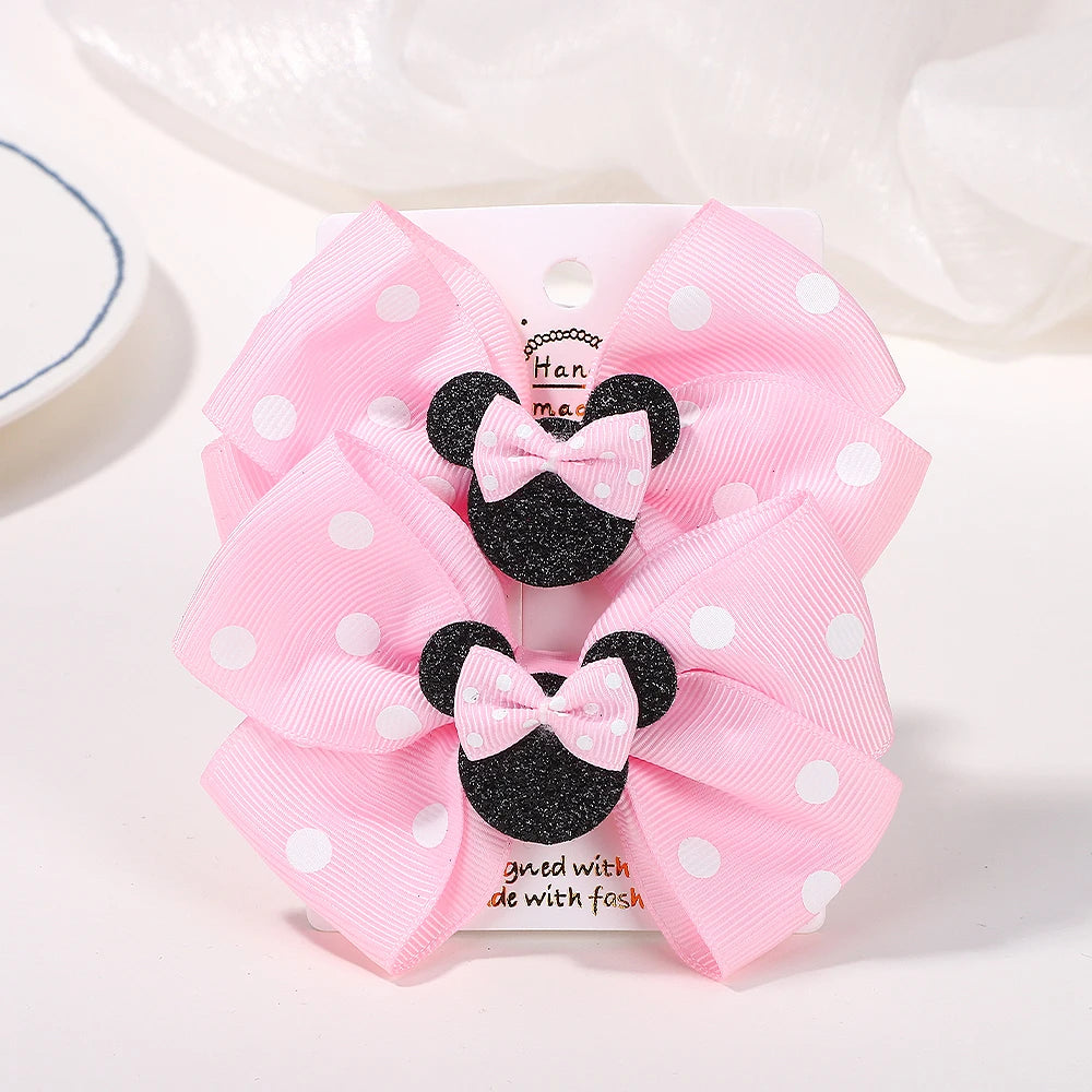 Lot de 2 pinces à cheveux nœud papillon de 10 cm pour petites filles 🎀 – Accessoire mignon à pois pour coiffure, fête ou quotidien.