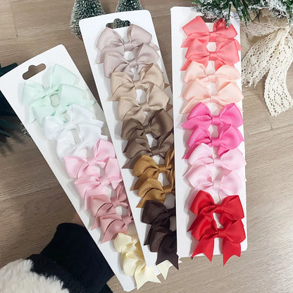 Lot de 10 pinces à cheveux nœuds unis pour filles – pinces faites à la main en ruban, accessoires de coiffure parfaits pour bébé et fêtes de Nouvel An.
