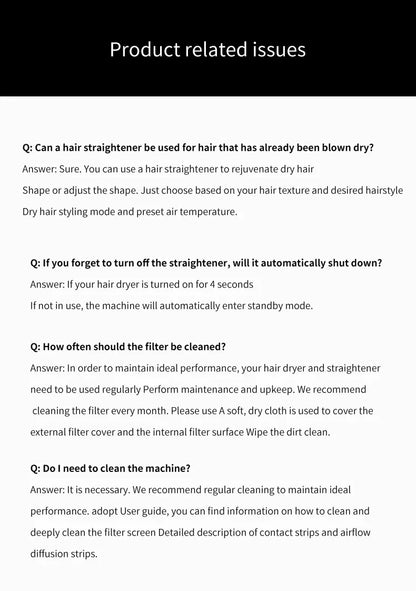 Super lisseur 2-en-1 à air froid/chaud avec écran LCD – appareil combinant lisseur et sèche-cheveux, doté d’ions pour un coiffage lisse et soigné.