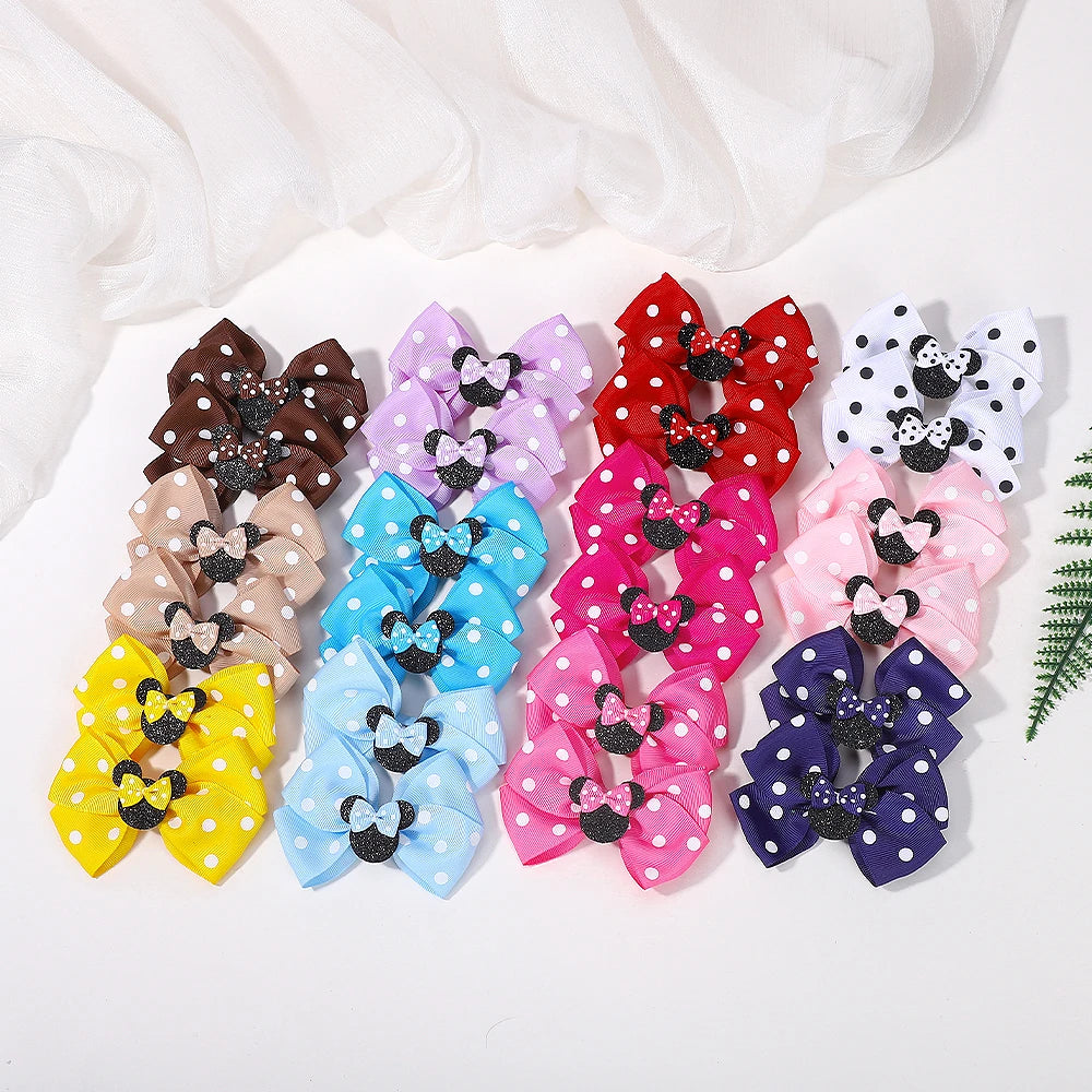 Lot de 2 pinces à cheveux nœud papillon de 10 cm pour petites filles 🎀 – Accessoire mignon à pois pour coiffure, fête ou quotidien.