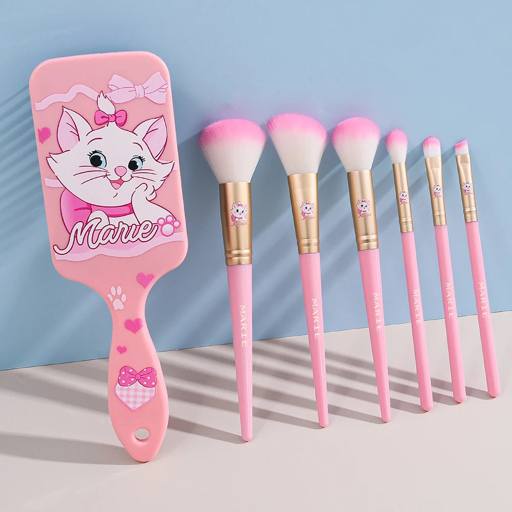 Coffret de pinceaux maquillage Mary Cat en style cartoon, adorables accessoires de maquillage créatifs pour le visage, idéal comme cadeau d’anniversaire ou de fête pour les petites filles.