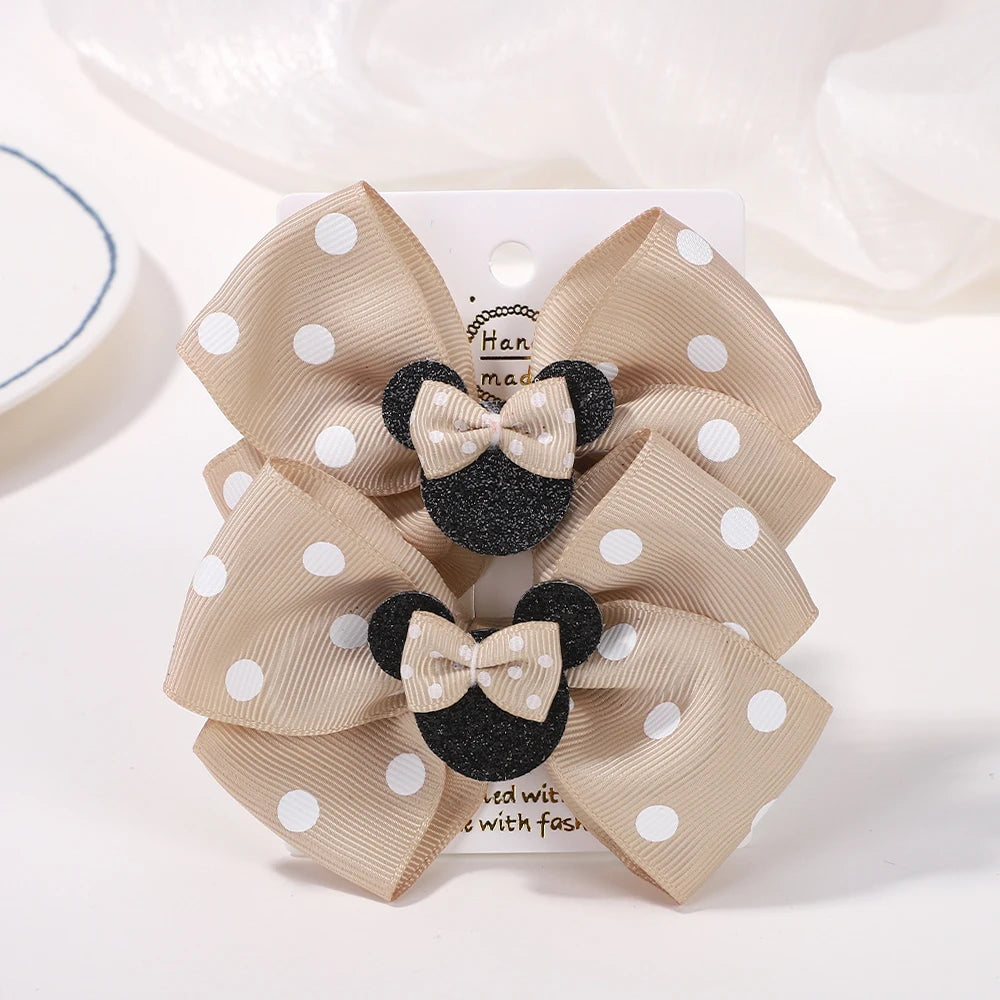 Lot de 2 pinces à cheveux nœud papillon de 10 cm pour petites filles 🎀 – Accessoire mignon à pois pour coiffure, fête ou quotidien.