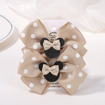 Lot de 2 pinces à cheveux nœud papillon de 10 cm pour petites filles 🎀 – Accessoire mignon à pois pour coiffure, fête ou quotidien.