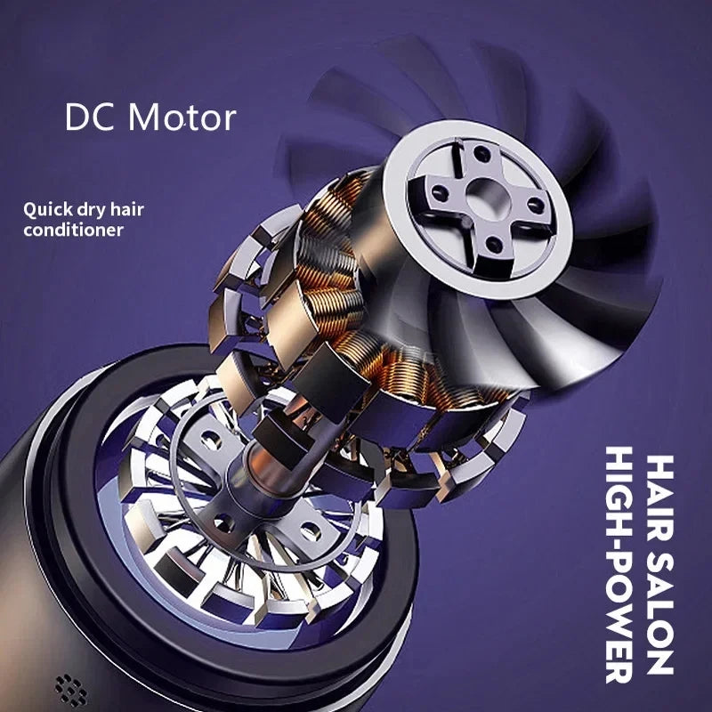 Sèche-cheveux professionnel avec technologie ionique et protection thermique, idéal pour la maison, l’hôtel et les voyages — utilisation domestique et hôtelière.