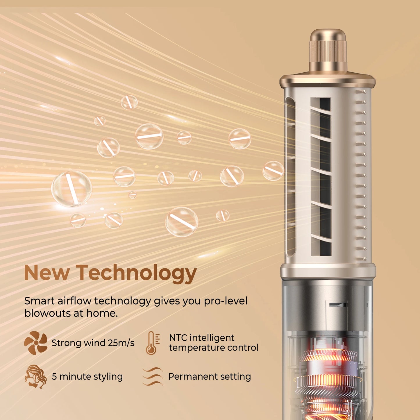 Sèche-cheveux 8-en-1 : coffret complet styler professionnel avec moteur brushless 110000 rpm et accessoires peigne.