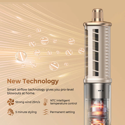 Sèche-cheveux 8-en-1 : coffret complet styler professionnel avec moteur brushless 110000 rpm et accessoires peigne.