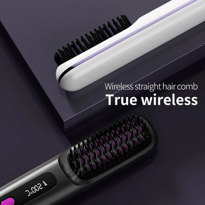 👉 brosse lissant électrique LCD USB, chauffant en céramique, sans fil et portable 💇‍♀️✨. Équipé d’ions négatifs, il offre un coiffage doux et brillant. Rechargeable, il se transforme en brosse lissante pratique et efficace où que vous soyez 🔋🌟.