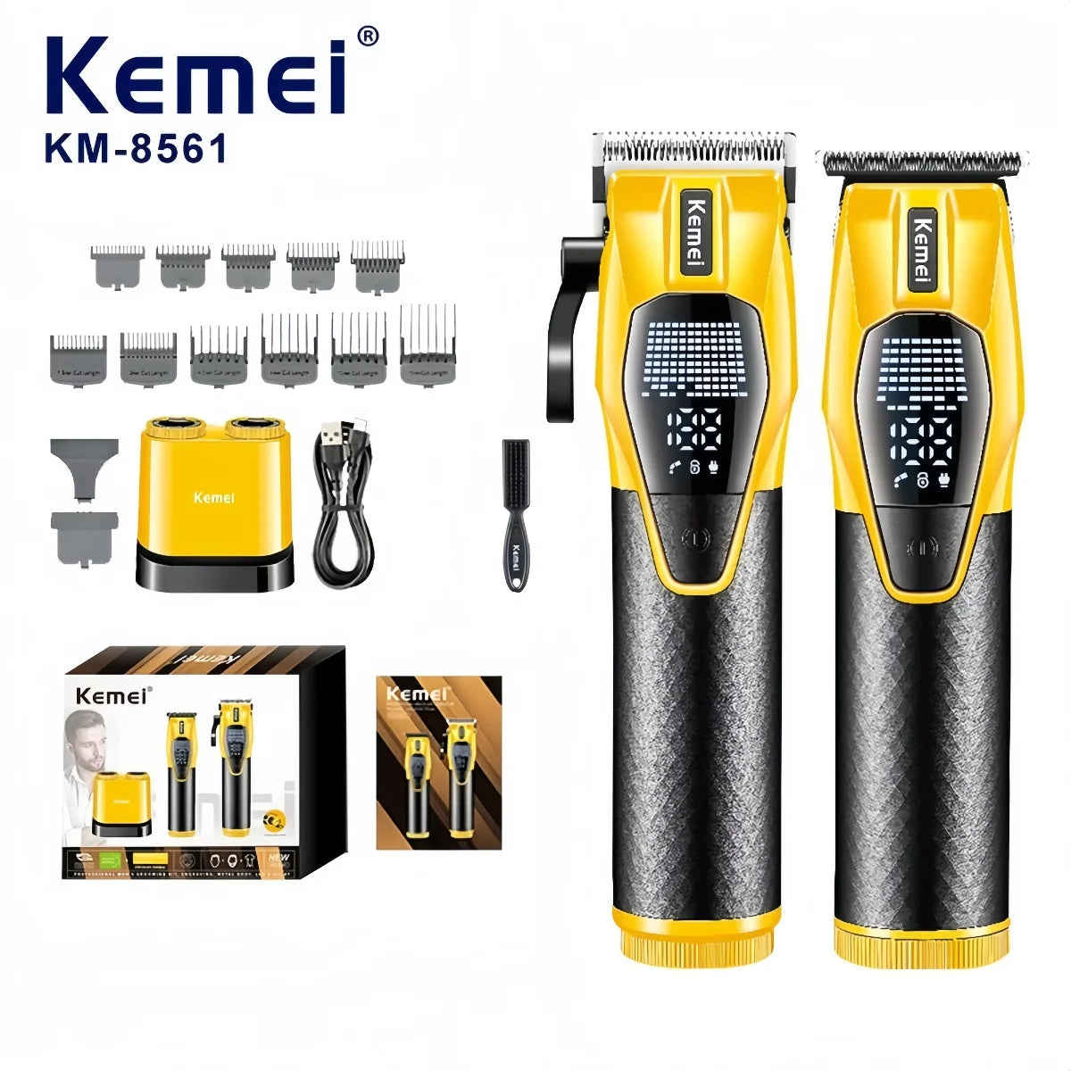 Tondeuse Kemei Professionnelle – Tondeuse rechargeable pour cheveux et barbe 0 mm, sans fil, modèle KM-8559