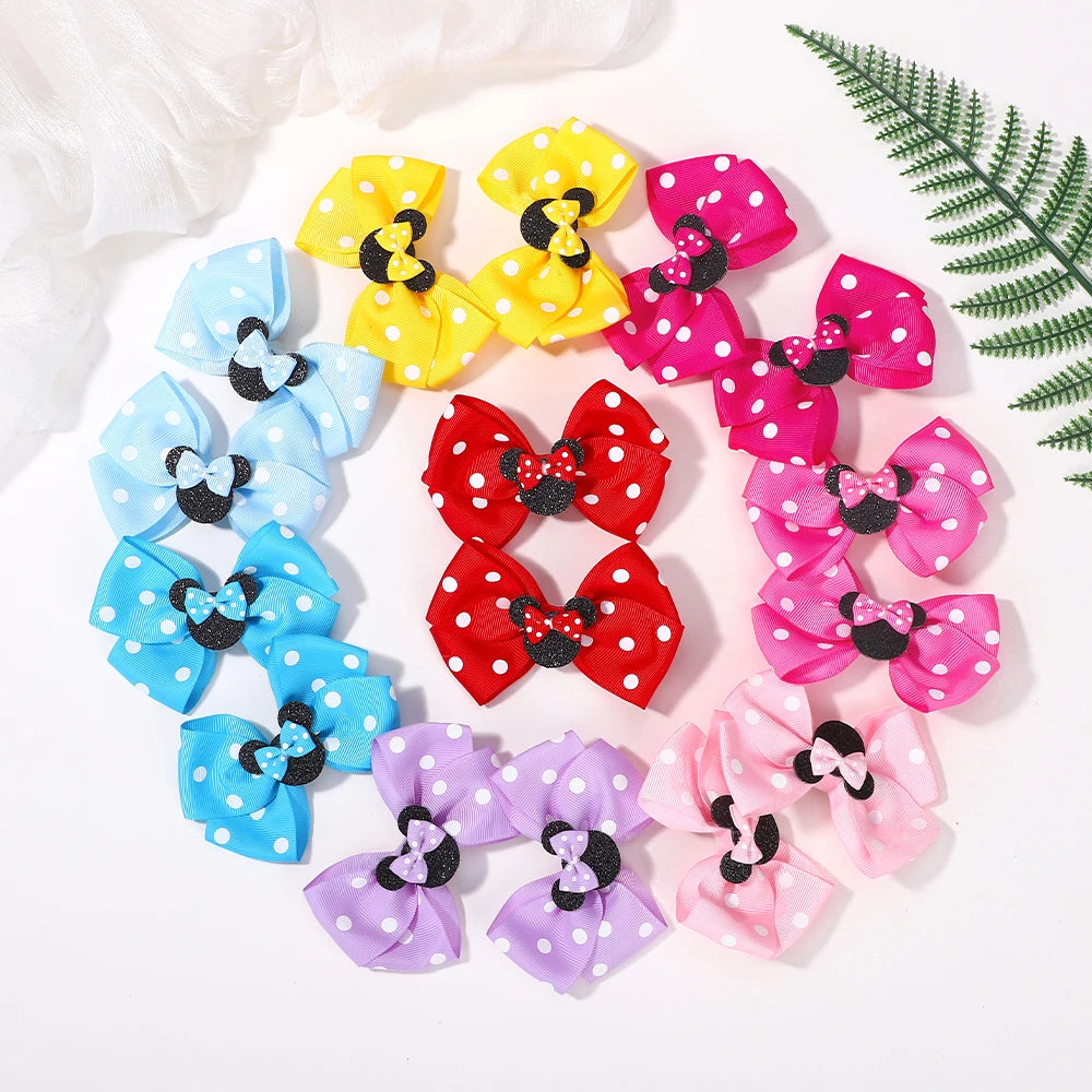 Lot de 2 pinces à cheveux nœud papillon de 10 cm pour petites filles 🎀 – Accessoire mignon à pois pour coiffure, fête ou quotidien.