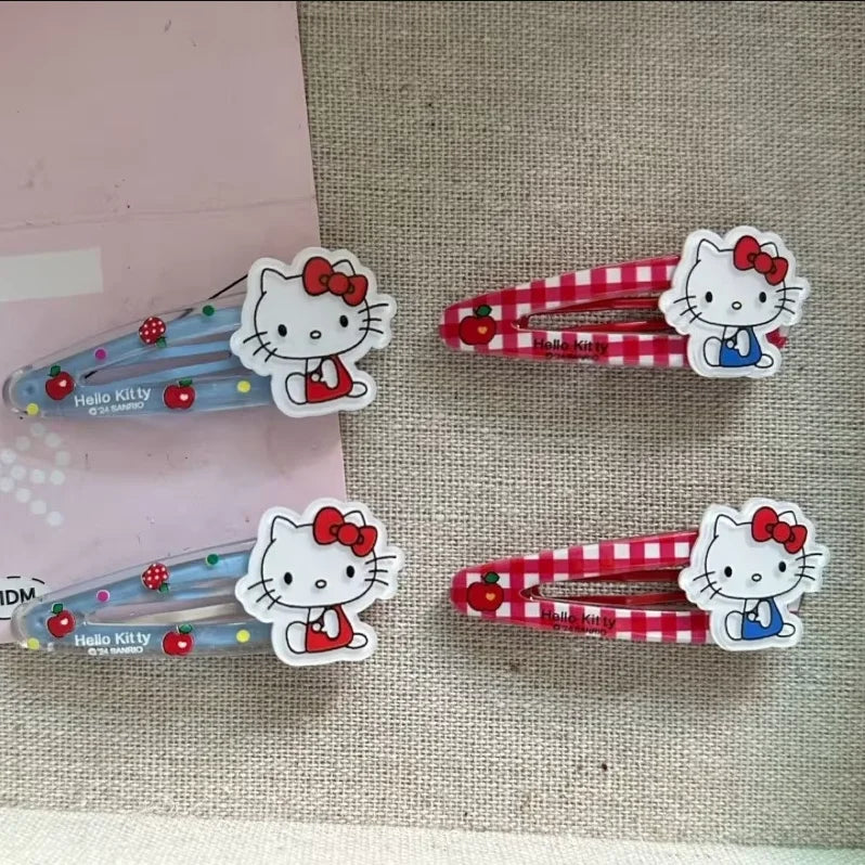 Lot de 4 barrettes adorables style japonais – Pinces à cheveux Kitty mignonnes type Sanrio, parfaites pour maintenir les mèches et les franges.