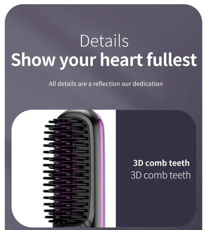 👉 brosse lissant électrique LCD USB, chauffant en céramique, sans fil et portable 💇‍♀️✨. Équipé d’ions négatifs, il offre un coiffage doux et brillant. Rechargeable, il se transforme en brosse lissante pratique et efficace où que vous soyez 🔋🌟.