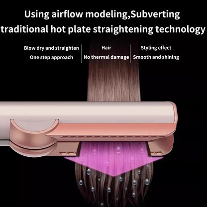 Super lisseur 2-en-1 à air froid/chaud avec écran LCD – appareil combinant lisseur et sèche-cheveux, doté d’ions pour un coiffage lisse et soigné.