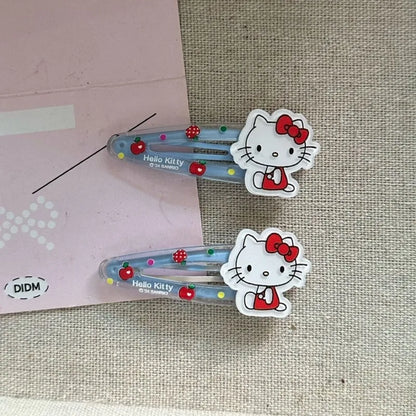 Lot de 4 barrettes adorables style japonais – Pinces à cheveux Kitty mignonnes type Sanrio, parfaites pour maintenir les mèches et les franges.