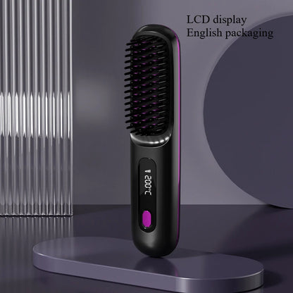 👉 brosse lissant électrique LCD USB, chauffant en céramique, sans fil et portable 💇‍♀️✨. Équipé d’ions négatifs, il offre un coiffage doux et brillant. Rechargeable, il se transforme en brosse lissante pratique et efficace où que vous soyez 🔋🌟.