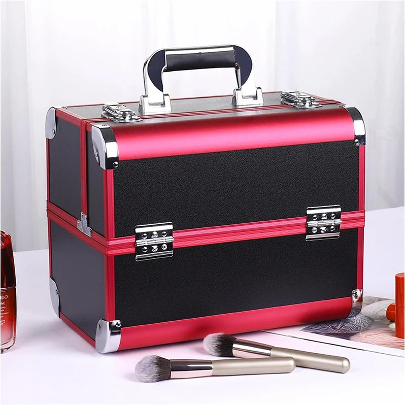 Malette de maquillage en alliage d’aluminium, idéale pour ranger les outils de pédicure. Boîte cosmétique portable avec poignée, parfaite pour organiser et transporter votre maquillage.
