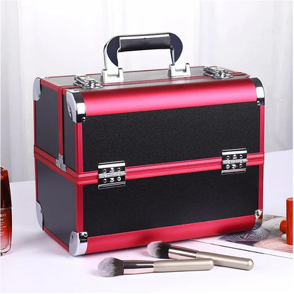 Malette de maquillage en alliage d’aluminium, idéale pour ranger les outils de pédicure. Boîte cosmétique portable avec poignée, parfaite pour organiser et transporter votre maquillage.