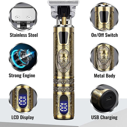 Tondeuse électrique avec écran LCD – Rasoir et tondeuse barbe et cheveux rechargeable USB pour homme et père.